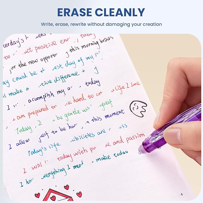 ParKoo 26 Colors Erasable Gel Pens, Retractable Erasable Pens Fine Point (0.7), Make Mistakes Disappear, Assorted Color Inks for Writing Drawing Coloring Planner