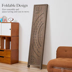 66.9Inch Folding Room Divider, 3 Panels Wood Carved Privacy Screens, Free Assembled Freestanding Partition for Home Office Restaurant Bedroom (Brown)