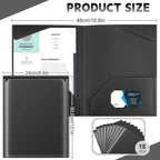 Henoyso 18 Pcs Plastic Folders with Clear Front Pockets Heavy Duty File Folders with 2 Pockets and Card Slot for Student Communication School Office Presentation Report (Black)