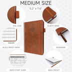 KUMEER Check Register – Elegant Check Registers for Personal Checkbook with Check & Transaction Registers, Hardcover Checkbook Log 5.2x7.6" (Brown)