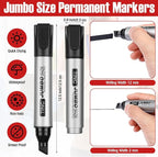 Fuutreo 32 Pcs Jumbo Permanent Markers Bulk Large Chisel Tip Permanent Markers Waterproof Jumbo Pens Quick Drying Office Supplies(Black)