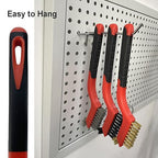 YiwerDer 6Pcs Mini Wire Brush Set, Stainless Steel/Brass/Nylon Bristles Wire Brushes, Curved Handle Soft Grip for Rust, Dirt & Paint Scrubbing with Deep Cleaning – 7 Inches (Red)
