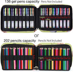 qianshan Pencil Case Holder Slot - Holds 202 Colored Pencils or 136 Gel Pens with Zipper Closure - Large Capacity Pen Organizer for Watercolor Pens or Markers - Perfect for Artist Green Bear