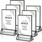 PPH-Sisy Acrylic Sign Holder 4x6 Display Stand, Clear and Stable Table Plastic Paper Holder, Acrylic Frames for Home Office Shop Photo Frames Exhibition Black (6pcs)