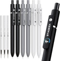 STAGEEK Black Gel Pens, 6Pcs Fine Point Smooth Writing Pens with 3 Extra Refills, Black Ink Pens for Journaling, Office, Note Taking, School Supplies, Nurse Aesthetic(Black Gray White)