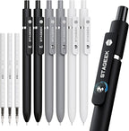 STAGEEK Black Gel Pens, 6Pcs Fine Point Smooth Writing Pens with 3 Extra Refills, Black Ink Pens for Journaling, Office, Note Taking, School Supplies, Nurse Aesthetic(Black Gray White)