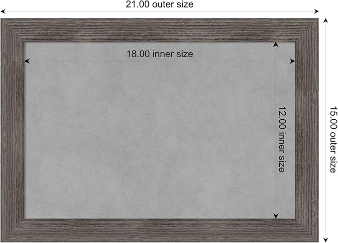 Amanti Art Grey Framed Magnetic Board 15x21 Small Vision Board for use with Magnets, 100% Metal Sheet to Display Items as Office Decor or for Home Organization in mudroom, Kitchen or Kids Room