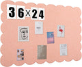 Mooliwe Scalloped Felt Bulletin Board 36 x 24 Inches Foldable Light Pink Pin Cork Board Alternative for Wall, 3' x 2' Trifold Picture Vision Self Adhesive Bulletin Decorative