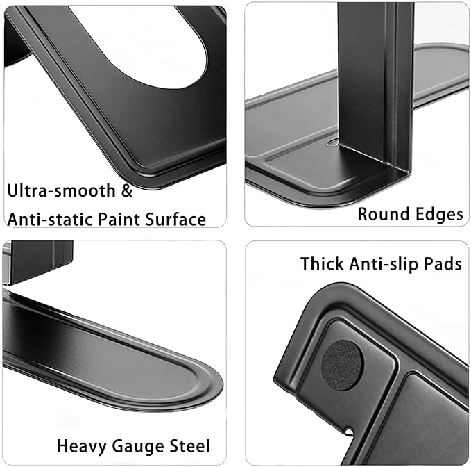 Book Ends, Heavy Duty Bookends to Hold Books, Metal Bookends for Home Office Decorative, Book Ends for Heavy Books/Movies/CDs, Black 6.5 x 5 x 5.7 in, 4 Pair/ 8 Piece by Mkyuroa
