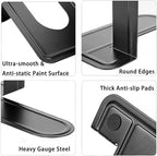 Book Ends, Heavy Duty Bookends to Hold Books, Metal Bookends for Home Office Decorative, Book Ends for Heavy Books/Movies/CDs, Black 6.5 x 5 x 5.7 in, 4 Pair/ 8 Piece by Mkyuroa