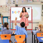 TSJ OFFICE Large Rolling Whiteboard - Dry Erase Magnetic 48 x 32 Inches White Board Height Adjust Double Sides Mobile Portable Easel on Wheels, Dry Erase Board with Stand for Office, Home & Classroom