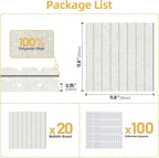 Large Cork Board for Wall 48" x 60" Ivory Bulletin Board with Safe Removable Adhesive Squares for Pictures Photos, Alternative CorkBoard Felt Pin Boards Tiles for Office Classroom Wall Decor - 20 Pack