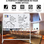 Max-officoo Mobile Whiteboard 72"x40" Magnetic Dry Erase White Boards on Wheels Double-Sided Large Whiteboard with Rolling Stand for Classrooms, Offices and Home