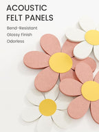 Fluxynara 6 PCS Daisy Felt Flower Wall Decor, Daisy Bulletin Board for Nursery & Girl Room, 3-Size Acoustic Felt Wall Art for Bedroom, Baby’s Room, Kids’ Spaces, Pink/White