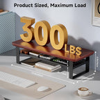 NestNeat Monitor Stand Riser, 24 Inch Computer Monitor Stand for Desk, 2-Tier Wood Desk Shelf Organizer with Storage, Desktop Stand for Laptop/Screen/PC/Printer, Ergonomic Home Office Monitor Stand