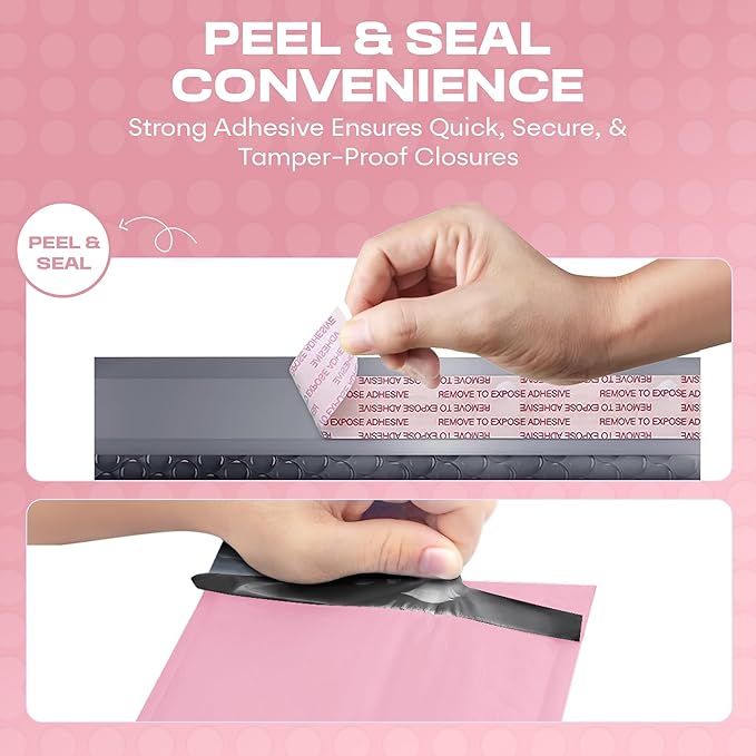 MAILERVIEW Light Pink Small Bubble Mailers 4x8 Inch #000 | Thick Padded Poly Bubble Mailer Envelopes | 500 Pack Bulk | Trading Card Sports Card Shipping
