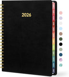 Forvencer 2026 Planner Weekly and Monthly, Jan 2026 -Dec 2026, Vegan Leather Cover Calendar Planner, 8.5" x 11" Agenda with Color Tabs, Inner Pocket, Spiral, 2026 Planner for Office School Supplies