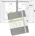 POPRUN Monthly Planner 2026-2027 (Medium 6.5" x 8.5") 18 Months Calendar Book(Jan 2026 - Jun 2027) - 4 Pages per Month with Expense & Notes, Stair-like tabs, Leather Cover, Sunday Start - Grey