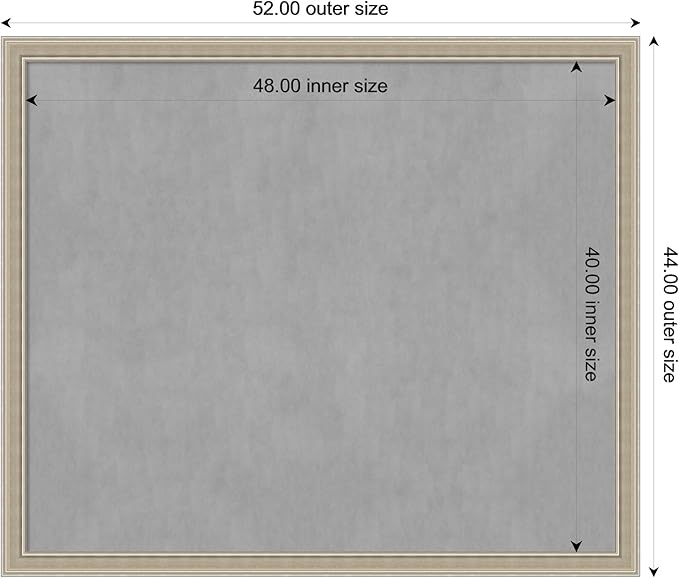 Amanti Art Silver Framed Magnetic Board 44x52 Oversize Vision Board for use with Magnets, 100% Metal Sheet to Display Items as Office Decor or for Home Organization in mudroom, Kitchen or Kids Room