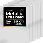 Hygloss Metallic Cardstock Sheets – 100 Shiny Silver Sheets, 8.5” x 11” - Sturdy 10 pt. – Metallic Foil Board Paper for Crafts, Scrapbooking, Posters & Decorations