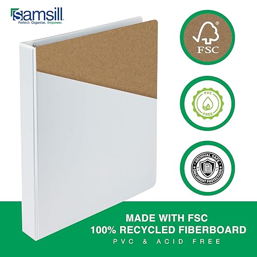 Samsill 1 Inch 3 Ring Binders, Made in USA, Economy Round Ring, Clear View Cover, 200 Sheet Capacity - for School, Home, Office - White, 24 Pack
