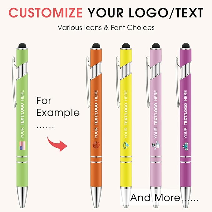 ENOMY Personalized Pens Bulk Free Engraved with Logo/Name/Message Black Ink Custom Pens Customized Stylus Ballpoint Pens Ideal Gifts for Business Anniversary (10)