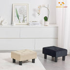 BRIAN & DANY Small Foot Stool, Linen Foot Stools with Legs, Stable Small Footstool for Living Room, Beige