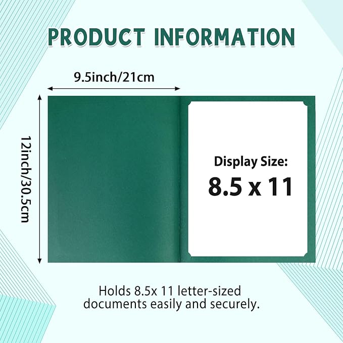 gisgfim 15Pcs Certificate Holders Diploma Covers Single Sided Gold Foil Border Award Certificate Covers for Letter Size 8.5x11 Certificates Cardstock Document Papers Storage Organizer (Green)