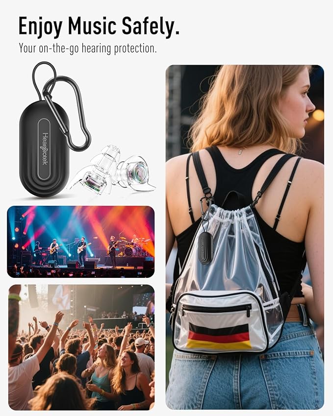 Hearprotek Concert Ear Plugs, 2 Pairs Reusable High Fidelity Musician Ear Plugs, Purple, Silicone, Earplugs, Earplug, Noise Protection