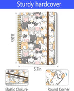 DHGPTS Spiral Journal Notebook, A5 Cute Notebooks for Women Men, College Ruled Hardcover Notebook for Work & Note Taking, 60 Pages Double-Wire Journals for Writing, Cute Gentle Cats