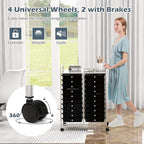 Happygrill 20-Drawer Organizer Cart Tools, Mobile Utility Storage Cart with Removable Drawers & Lockable Wheels, Rolling Storage Cart with wheels for Home Office School (Black)