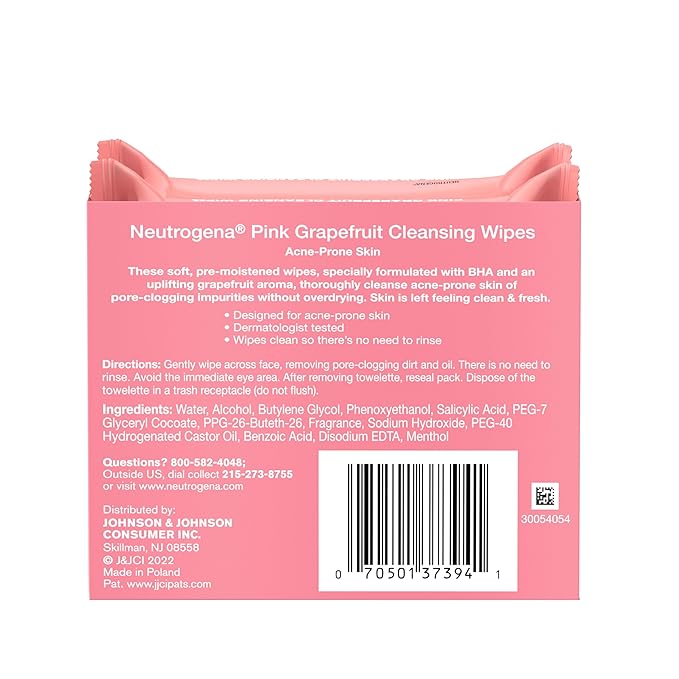Neutrogena Makeup Remover Cleansing Towelettes, Pink Grapefruit, 25 Count, Twin Pack