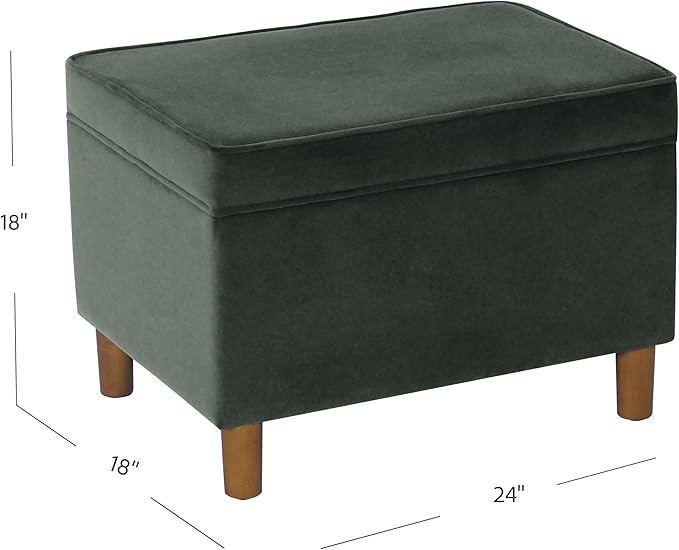 Spatial Order Home Decor | Dinah Collection Modern Storage Ottoman | Ottoman with Storage for Living Room & Bedroom(Loden Green Velvet)