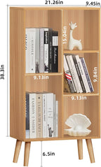 LEYAOYAO Wooden 5 Cube Bookshelf, Natural 3 Tier Book Shelf with Legs, Modern Open Storage Organizer,Boho Bookcase,Display Cabinet Shelf Free Standing Bookshelves for Bedroom,Living Room,Study
