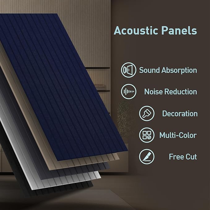 UMIACOUSTICS 6 Packs Acoustic Panel,47.2 x 23.6 Inches Decorative Sound Proof Panel for Office,Home Theater,Studio, Heather Grey