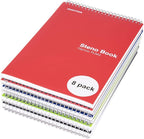 Mintra Office Steno Book - (Primary Colors, 8 Pads/Pack, Narrow Ruled) - Colorful Poly Covesr, 6" x 9", 100 sheets, Writing Notes for school, office, work, 6x9 steno notepad, top bound spiral (8 PACK)