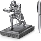HDMbigmi Knight Pen Holder Pen Stand Desk Organizers and Accessories Resin Pencil Holder as Gift with a Fancy Pen for Office and Home Desk Organizer (Silver)