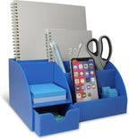My Space Organizers Blue Desk Organizer, 9 Compartments, Office Supplies and Desk Accessories Organizer, Pen Holder Decor Desktop (Blue)