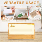 5x8 Inch Index Card Stand Wooden Index Cards Holder Notecard Box Postcard Display Stand Flash Cards Organizer Business Card Display Rack for Desk Office Supplies Capacity 300 Sheets