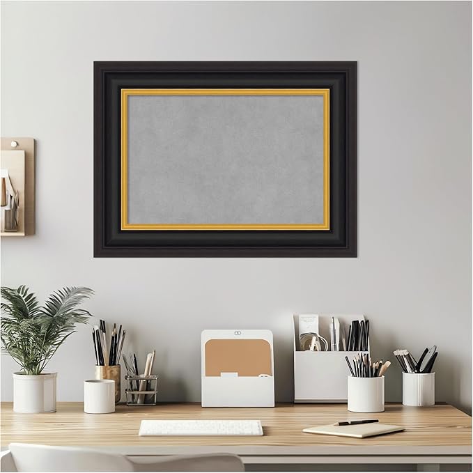 Amanti Art Black Framed Magnetic Board 18x24 Small Vision Board for use with Magnets, 100% Metal Sheet to Display Items as Office Decor or for Home Organization in mudroom, Kitchen or Kids Room