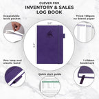 Clever Fox Inventory & Sales Log Book for Small Business – Inventory Ledger Book, Inventory Notebook, Order Tracker Book for Purchases, Sales & Reorders – Undated, Hardcover, A5, Purple