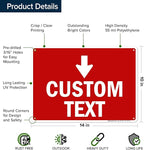 Custom Arrow,Custom Directional Sign, Down Arrow,10x14 Inches, 55 mil thick HDPE (high density polyethylene), Made in USA by My Sign Center