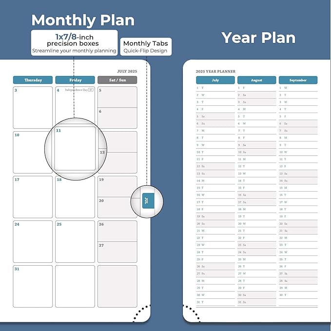 IN-LUXPRO Planner 2026 Daily Weekly and Monthly,6.5"x3.75",12 Months Spiral Bound Calendar Agenda with Self-adhesive Pen Holder,2026 Appointment Book with Vegan Leather Soft Cover,Blue