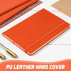 Honoson 20 Pack Lined Journal Notebooks A5 Hardcover Executive Notebook 5.5" x 8.3" PU Leather Wide Ruled Journals Bulk with Elastic Band for Home Business Office School Supplies(Orange)