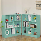 LEYAOYAO 8 Cube Bookshelf with Base,3 Tier Modern Mint-Green Kids Bookcase,Standing Wide Bookshelves Storage Organizer Toy Shelf,Wood Display Children's Book Shelves for Bedroom,Living Room,Nursery