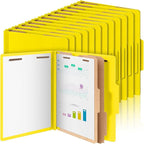 Skyygemm 60 Pcs Classification Folders Letter Size, 2 Divider Pressboard File Folders with 3. 5 Inch Expansion, 2 Prongs Fastener, Heavy Duty Office File Organizers for Teachers, Medical (Yellow)