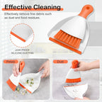 NACENA Mini Dustpan and Brush Set 2 Pack, Small Broom and Dustpan Set Dust Pan and Mini Hand Broom Dustpan and Broom Combo Compact for Home Table Keyboards Sofa Kitchen, Orange