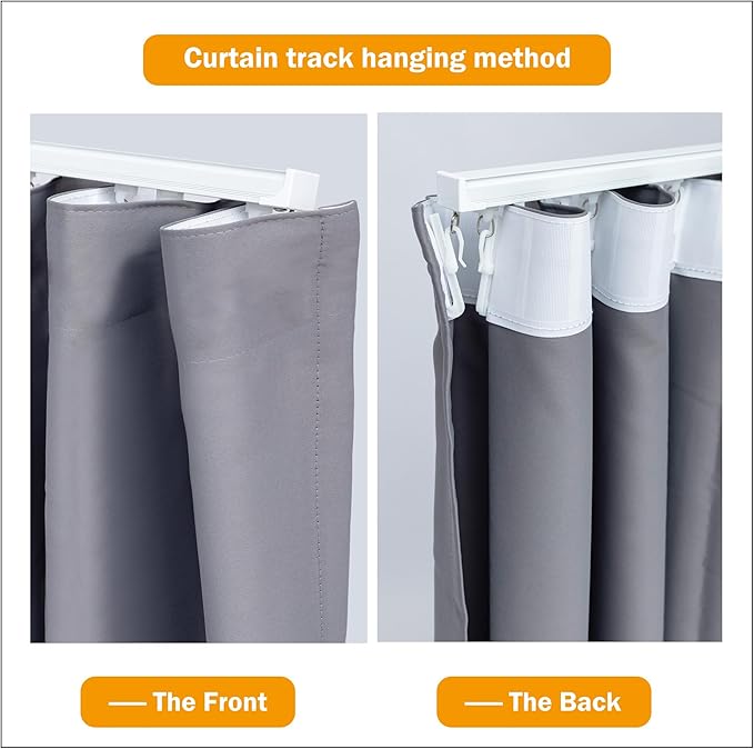 Hoeflife Room Divider Curtains Blackout Floor to Ceiling Curtain with Hook Wall Mount Sliding Door Curtains Ceiling Mount Extra Wide Curtain Wall Divider for Room Separation(Light Grey,W150 x H120 in)