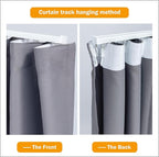 Hoeflife Room Divider Curtains Blackout Floor to Ceiling Curtain with Hook Wall Mount Sliding Door Curtains Ceiling Mount Extra Wide Curtain Wall Divider for Room Separation(Light Grey,W150 x H120 in)