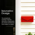 NACH Red Envelope Wall Mount Mailbox, Rust Resistant Metal Mailbox, Red Mailbox Wall Mount, Mailboxes for Outside Wall Mount, Outdoor Mailboxes, Wall Mailbox, 14.1 x 3.5 x 6 Inches, MB-6915RED